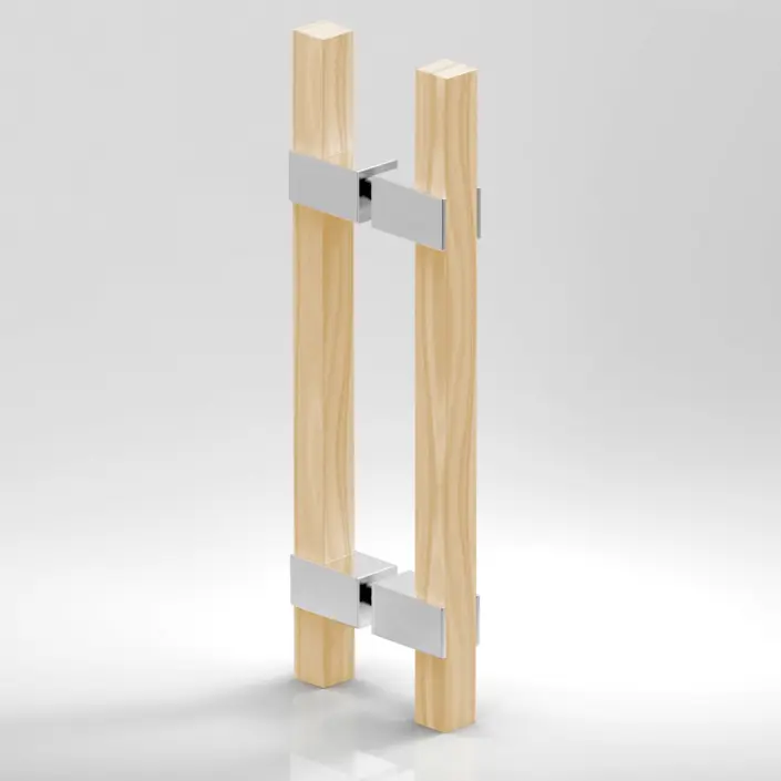 POIGNÉE DOUBLE CH. BRILLANT / BOIS 320MM   CHROME BRILLANT 