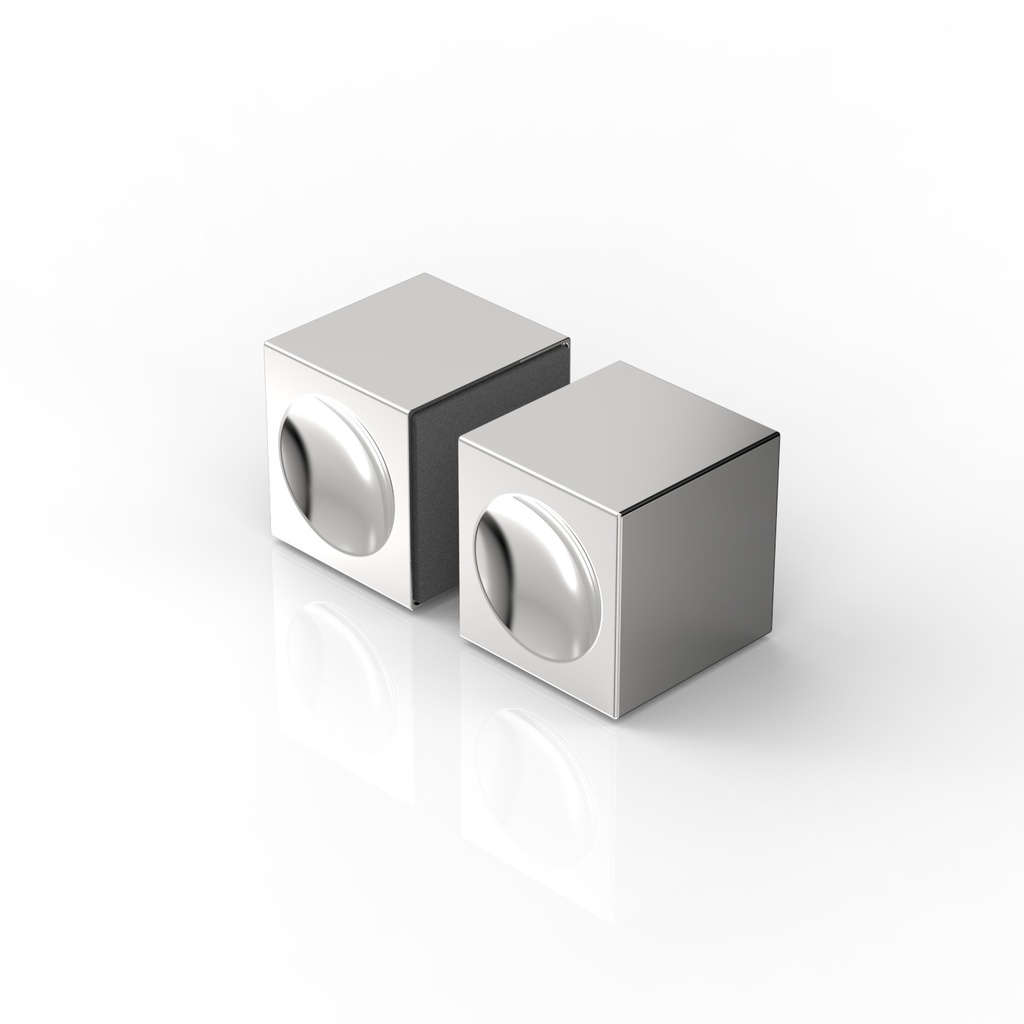 BOUTON CARRÉ DOUBLE ,     CHROME BRILLANT 