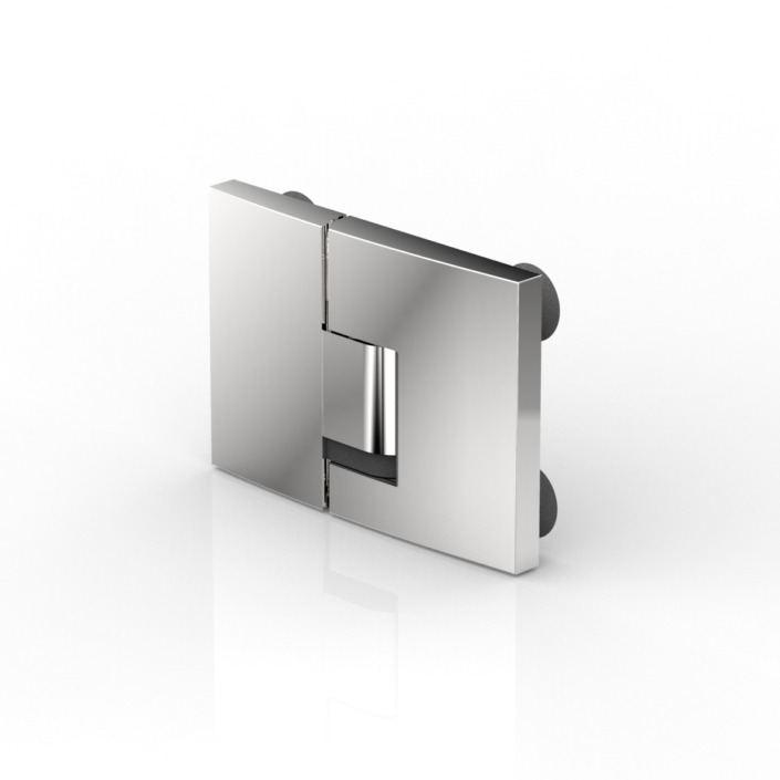 PENTURE BATTANTE VERRE-VERRE 180°,   CHROME BRILLANT 