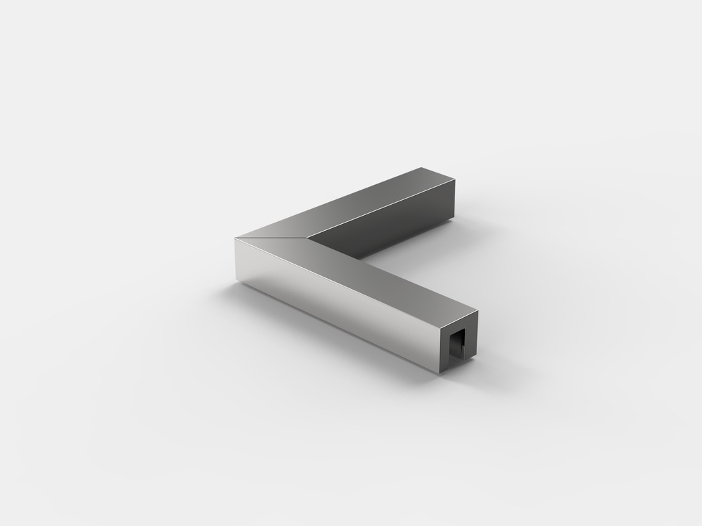 EQUERRE DE STABILISATION VERRE VERRE 90°,LONGUEUR 250X250MM   MÉTAL GRAPHITE BROSSÉ