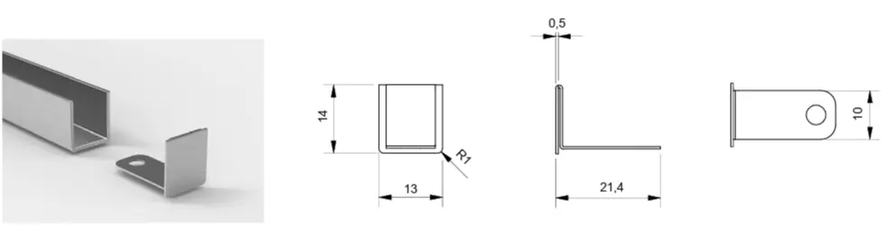 [8512VAPVD40-2500-E] EMBOUT POUR  PROFIL U 14X13X1MM, PVD DORE BROSSE   
