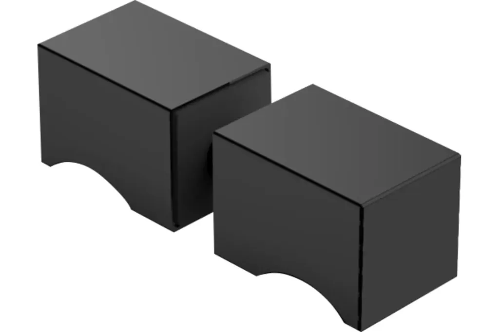 BOUTON DOUBLE, 22X22MM,   MÉTAL GRAPHITE BROSSÉ
