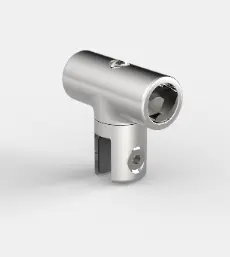 [8747ZNPVD22-TS] RACCORD EN T, CHROMÉ BRILLANT   INOX BROSSÉ