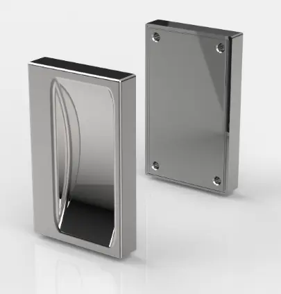 POIGNEE DOUBLE AUTOCOLLANTE CARRE   CHROME MAT 