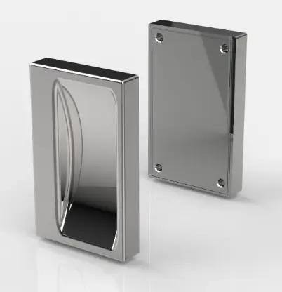 POIGNEE DOUBLE AUTOCOLLANTE CARRE   CHROME BRILLANT 