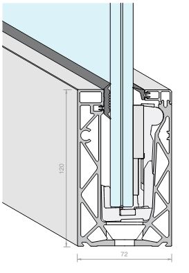 Kit DEFENDER 810MR montage sur dalle réglable sur un seul côté, pour verres 16.7/21.5, B72 H120 L3000