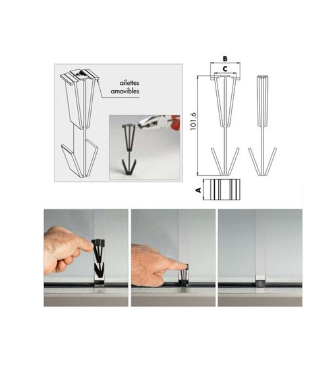 Joint sapin extensible pour profils DF810LM/DF810FR/DF810DK/DF810SP, pour verres 17,5