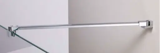 [DQA65/24] Barre raidisseur mur/verre avec double articulation, pour verres 8/12, L1057  Effet inox brossé