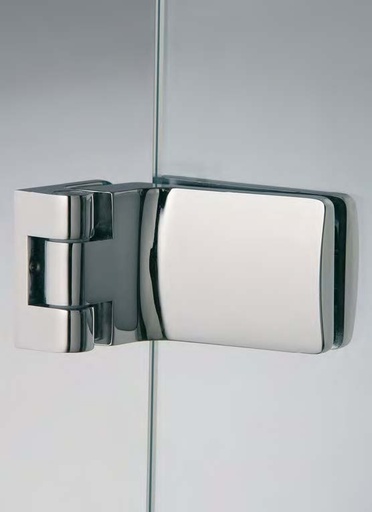 [SFH100/1] Charnière mur/verre avec collier ouverture vers l’extérieur, pour verres 8/10, B88.5 H45  Chromé