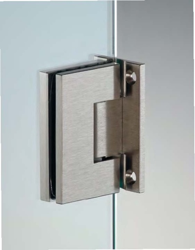[DQ32/24] Charnière mur/verre centrale réglable, pour verres 6/8, B50 H80  Effet inox brossé