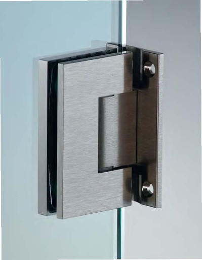[DQ42/24] Charnière mur/verre centrale réglable, pour verres 8/12, B55 H90  Effet inox brossé