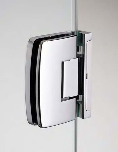 [CHD14/24] Charnière mur/verre réglable pour montants étroits, pour verres 6/8, B50 H80  Effet inox brossé
