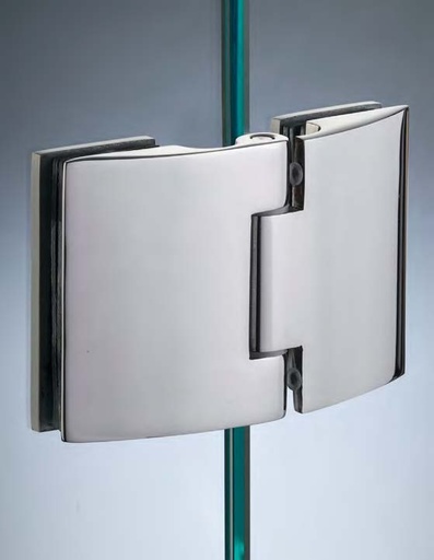 [CBD580/8] Charnière verre/verre en ligne, pour verres 8/10, B108 H70  Inox brossé