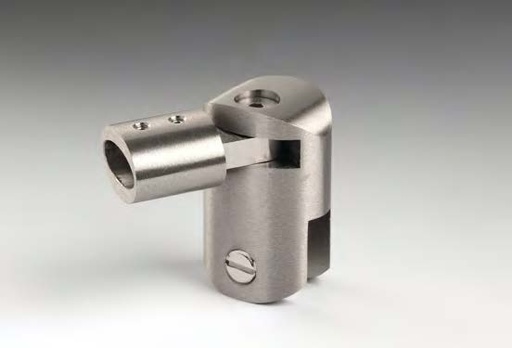 [CHDA85/24] Fixation sur verre articulée, pour verres 6/8, B30 H45  Effet inox brossé