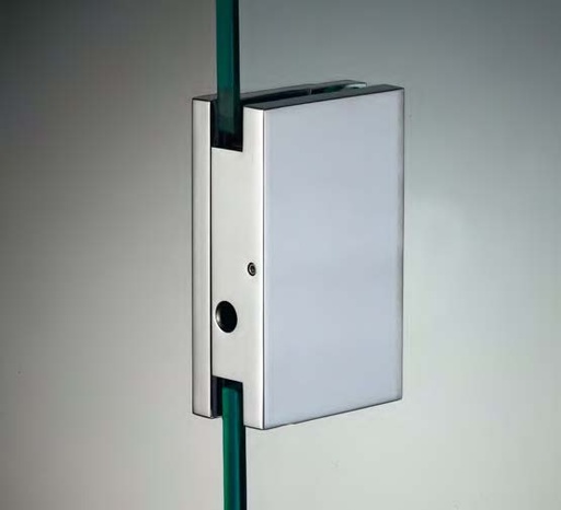[DQC395/24] Gâche sur verre, pour verres 6/8, B50 H80  Effet inox brossé