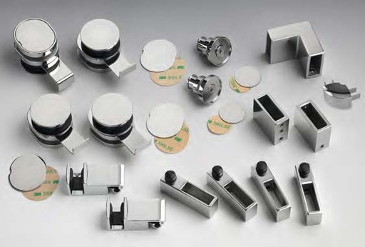 [DCCFT90/8] Kit accessoires mur/angle/mur, pour verres 8  Inox brossé