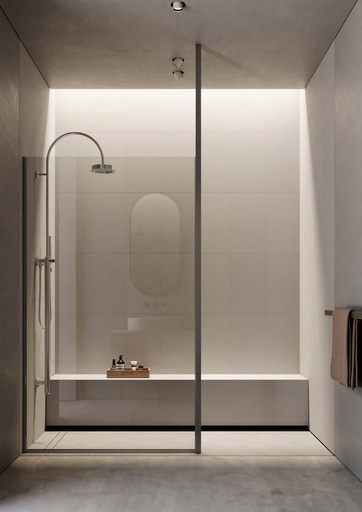 [OPEN01NOVI/91] Kit douche open avec montant, pour verres 8/10  Aluminium brillant