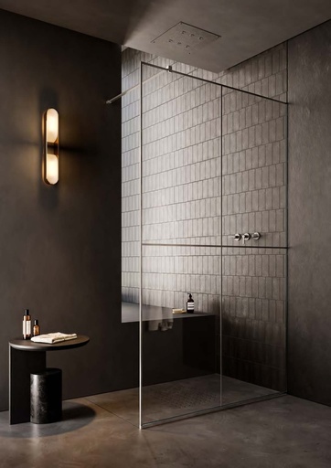 [OPEN01FOR8/88] Kit douche open avec profils de finition, pour verres 8  Aluminium effet champagne