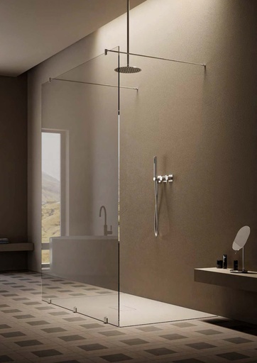 [OPEN03CHD/24] Kit douche open double passage avec pinces, pour verres 8/12  Effet inox brossé