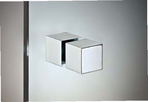 [DQTS2525/24] Paire de boutons avec prise, pour verres 8/12, B25 H25  Effet inox brossé