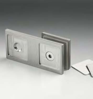 [DQM50/24] Pince mur/verre en ligne, pour verres 6/12, B40 H40  Effet inox brossé