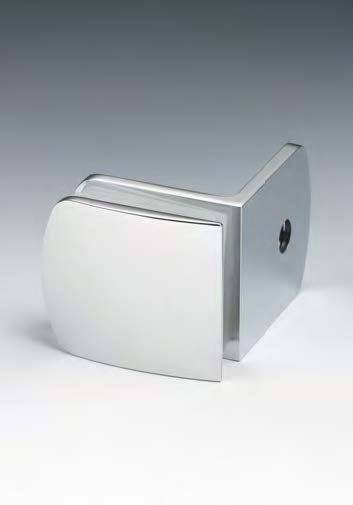 [CHDM52/24] Pince mur/verre fixation latérale large, pour verres 6/12, B45 H51  Effet inox brossé