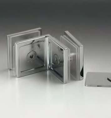 [DQM47/24] Pince verre/verre à 90°, pour verres 6/12, B40 H40  Effet inox brossé