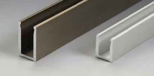 [PROALUX1520/97] Profil en « U » PROALUX, pour verres 8, B15.5 H20 L3000  Aluminium mat