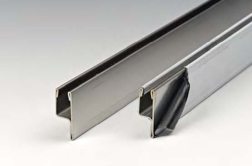 [CANALH90/8] Profilé en « H » avec bord replié, B14.5 H36 L2500  Inox brossé