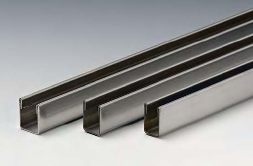 [CANALSU66/8] Profilé en « U » avec bord replié, B10.5 H20 L2500  Inox brossé