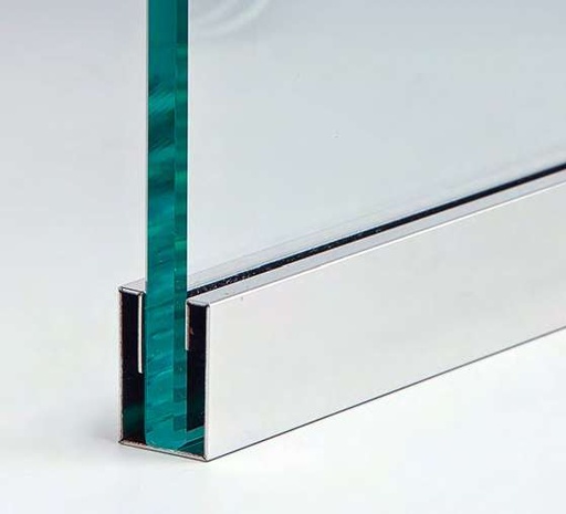 [CMIRR10.3000] Profilé en « U » avec chant replié MIRROR, pour verres 10, B19.5 H25 L3000  Mirror