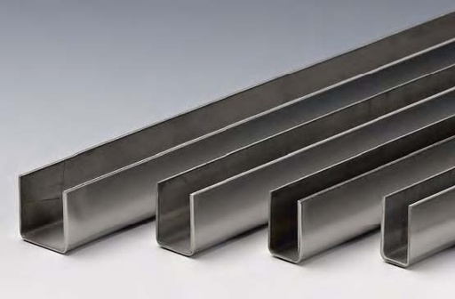 [CANAL06/8] Profilé en « U », B8.5 H20 L2000  Inox brossé