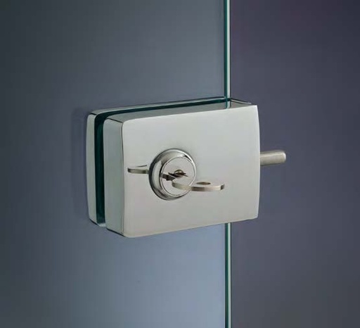 [CLK20/1] Serrure avec cylindre sans perçages, pour verres 8/10, B68 H50  Chromé