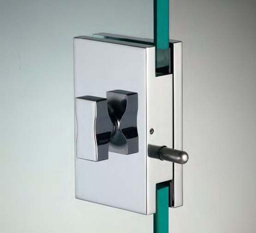 [DQC55/1] Serrure avec double bouton, pour verres 10/12, B55 H90  Chromé