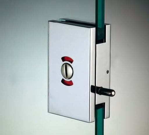 [DQC58/1] Serrure libre/occupé avec bouton, pour verres 10/12, B55 H90  Chromé