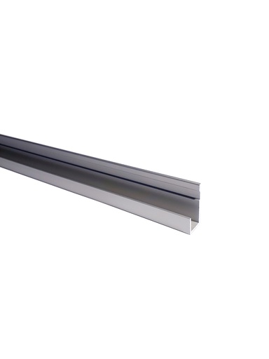 [040428] Profil miroir alu U à ailes inégales LG 2500 mm  - Alu anodisé argent brossé