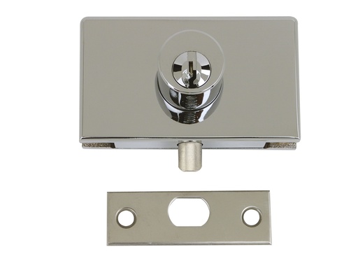 [1450.30.0S] Serrure de vitrine à pêne biseautée rétractable s'entrouvrant - Chromé brillant