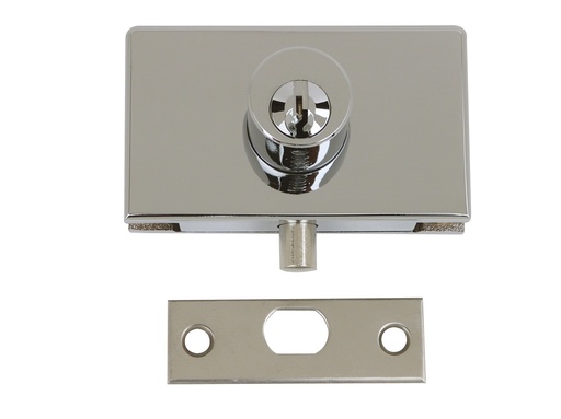 [1452.30.0S] Serrure de vitrine à pêne dormant rond s'entrouvrant - Chromé brillant