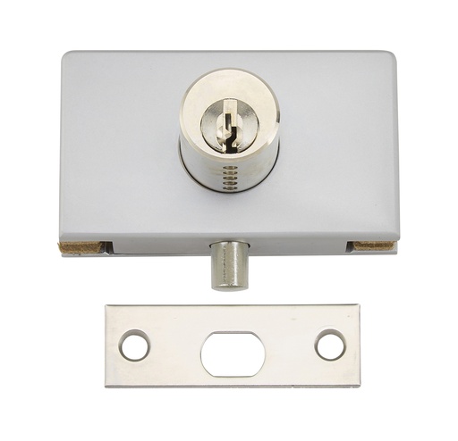 [1452.31.0S] Serrure de vitrine à pêne dormant rond s'entrouvrant - Chromé mat