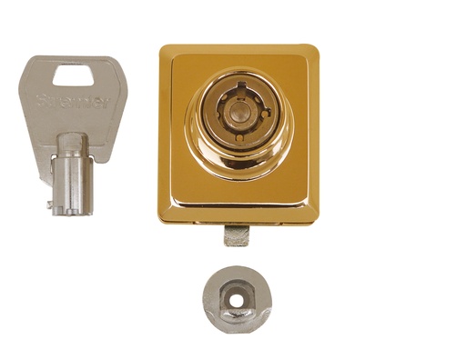 [1456.40.0S] Serrure de vitrine à pêne autorétractable pour encoche M302 s'entrouvrant - Doré