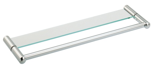 [1664.30.0] Porte serviette barre ext et tablette verre int ext lg: 600mm - Chromé brillant