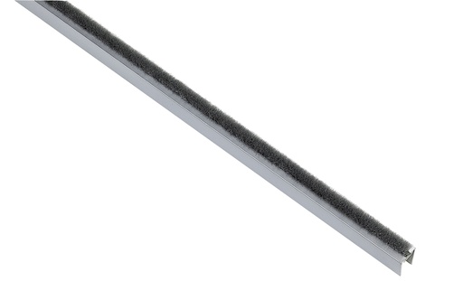 [2810.10.5] 1 joint aluminium avec brosse axée verre 12mm - Alu anodisé argent satiné