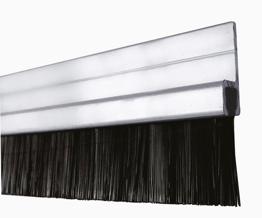 [2813N.12] Profil aluminium autocollant avec Joint brosse lg 2500 mm - Alu anodisé argent brossé