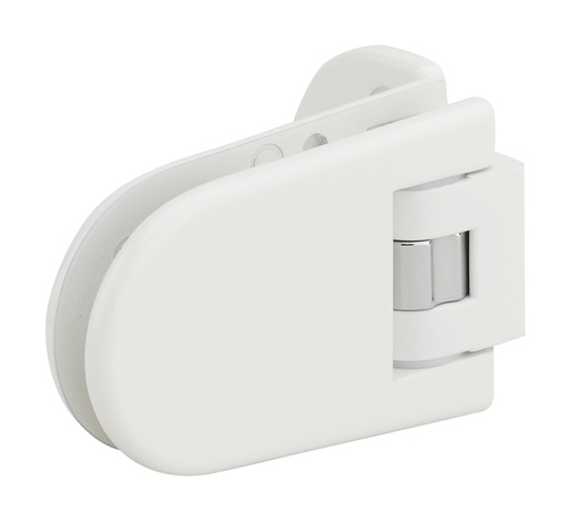 [3161.51.0RNS] 1 charnière simple Maréva réglable pour verre ép: 6 et 8mm patine de fixation à 3 trous - Laqué blanc RAL 9010