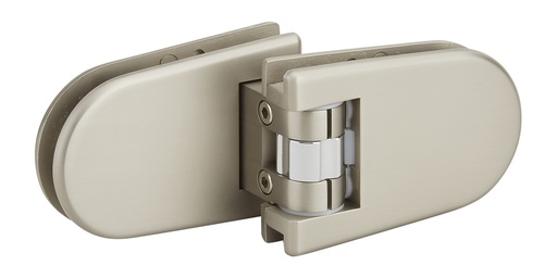 [3163.35.0RNS] 1 charnière double Maréva réglable à recouvrement pour verre ép: 6 et 8mm - Effet inox