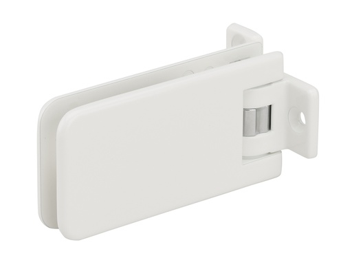 [3261.51.0RNS] 1 charnière simple Marine réglable pour verre ép: 8 et 10mm platine de fixation à 3 trous - Laqué blanc RAL 9010