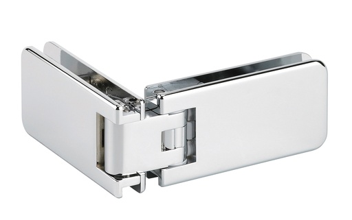 [3264.30.0RNS] 1 charnière double Marine d'angle réglable pour verre ép: 8 et 10mm - Chromé brillant