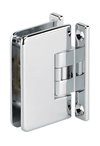 [3560.30.0RNS] 1 charnière simple Mélora réglable platine à 4 trous verre 8/10 et 12mm - Chromé brillant