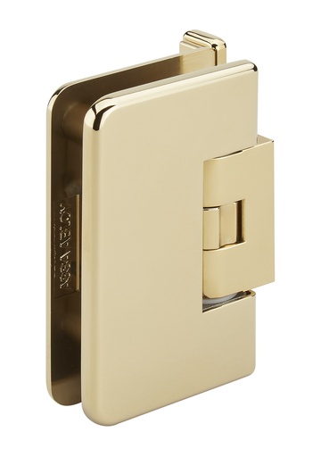 [3561.05.0RCV] 1 charnière simple Mélora réglable platine à 2 trous verre 8/10 et 12mm avec cache vis - Laiton pvd