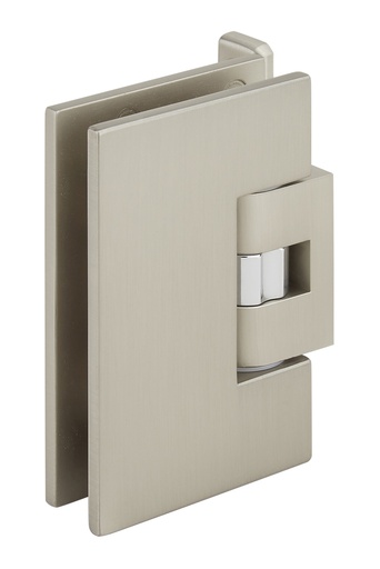 [3561.35.0RSQ] 1 charnière simple Mélora SQ réglable platine à 2 trous verre 8/10 et 12mm - Effet inox